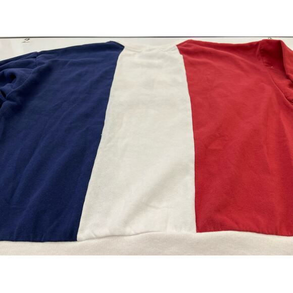 IML~Issaac Morris Limited Large Women's Sweatshirt Color Block Red White Blue - Picture 7 of 8